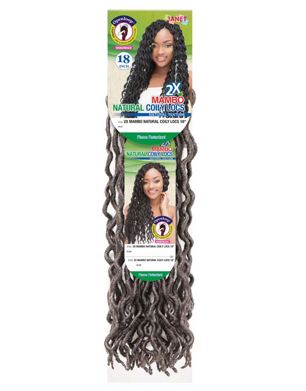 2X MAMBO NATURAL COILY LOCS 18″ CROCHET BRAIDING HAIR