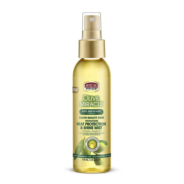 AFRICAN PRIDE OLIVE MIRACLE HEAT PROTECTOR & SHINE MIST 4 OZ