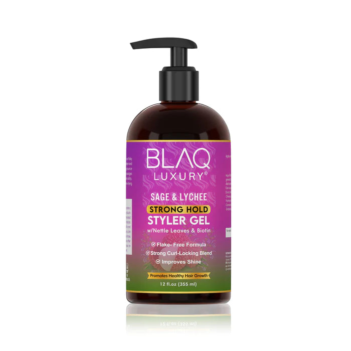 BLAQ LUXURY SAGE & LYCHEE STRONG HOLD STYLER GEL 12 OZ