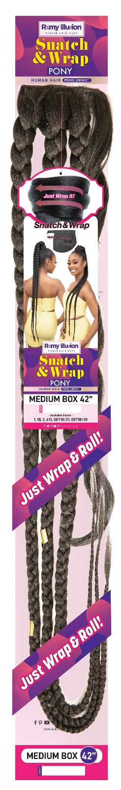 JANET COLLECTION - REMY ILLUSION SNATCH WRAP LARGE BOX BRAID PONYTAIL 42″