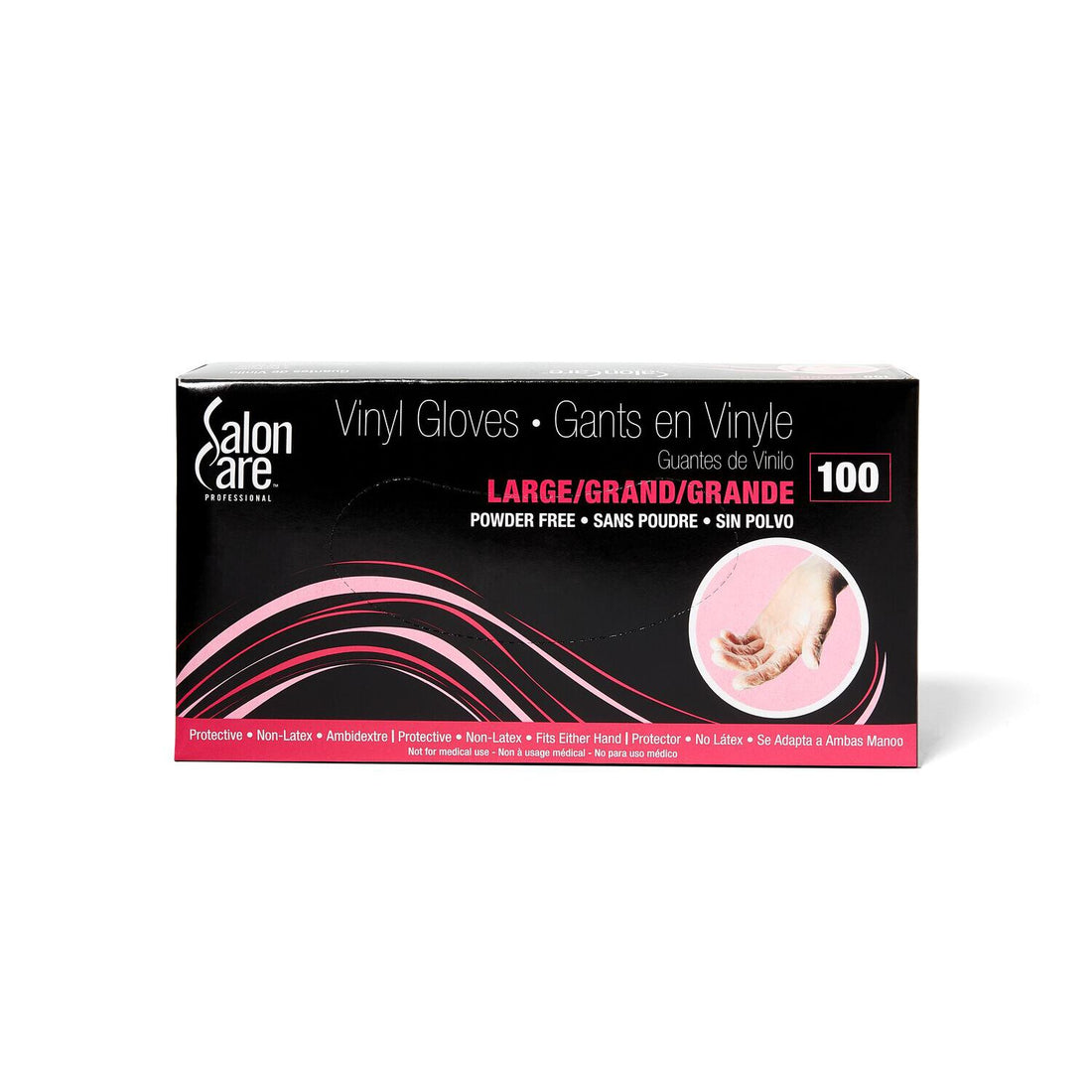 SALON CARE VINYL GLOVES 100