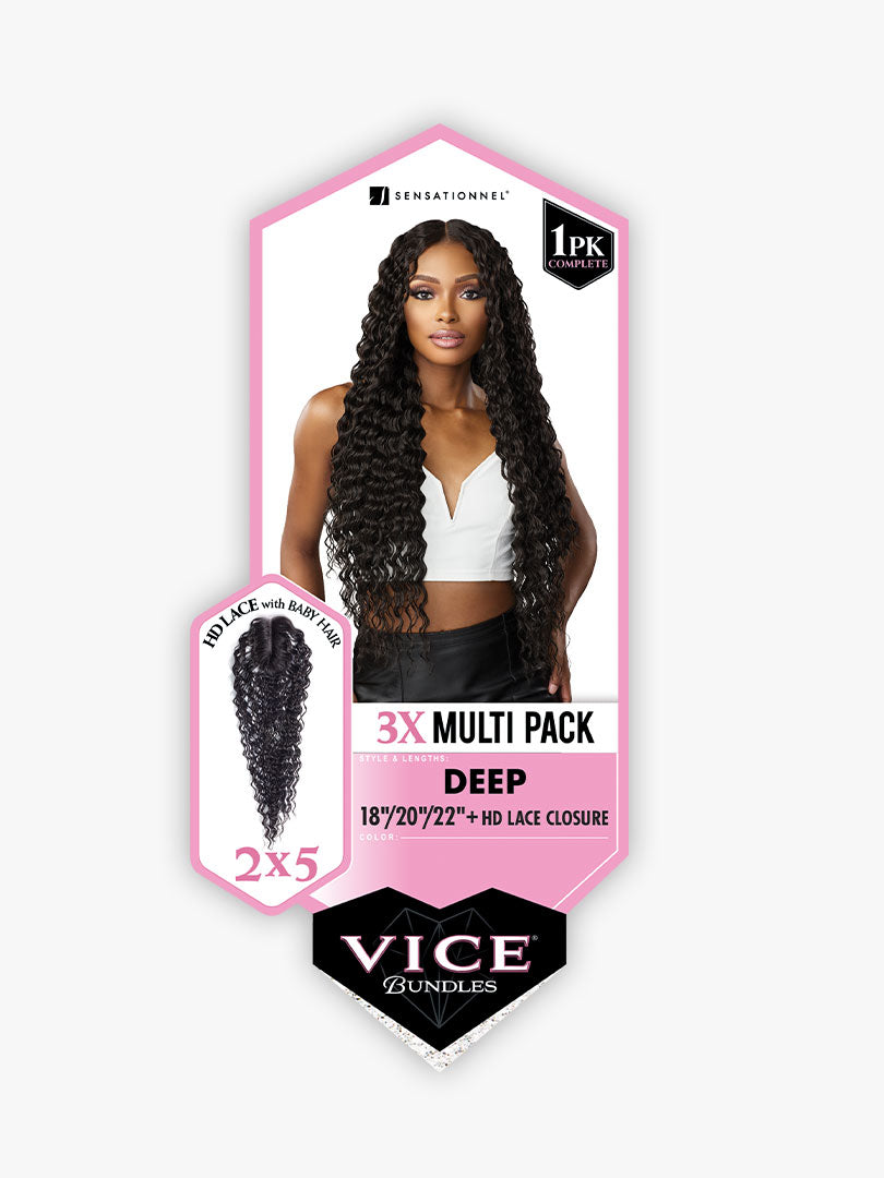 SENSATIONNEL - VICE BUNDLES 3X MULTI PACK - DEEP 18"/20"/22" HAIR BUNDLES