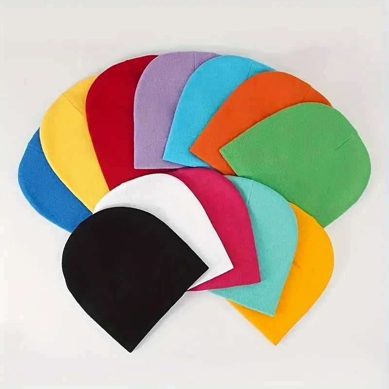 KNIT PLAIN BEANIE SKULL CAP