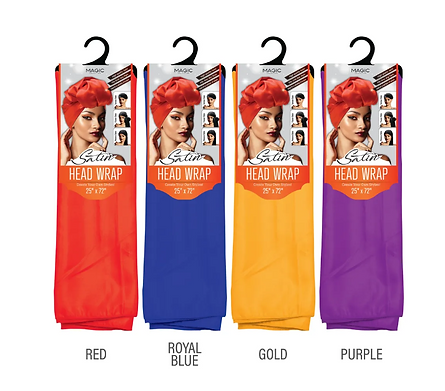 MAGIC COLLECTION STRETCH SATIN HEAD WRAP (25"x72")