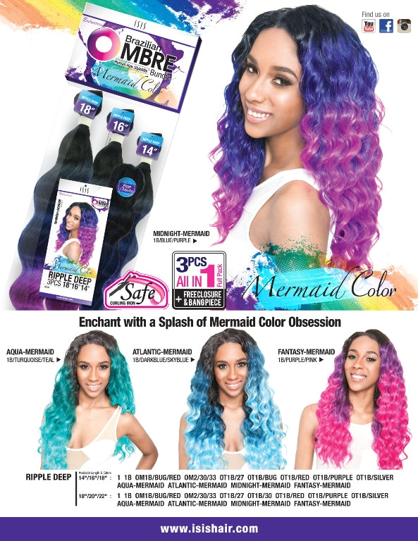 ENCHANTRESS - BRAZILIAN OMBRE - RIPPLE DEEP 3PCS 14"/16"/18" WEAVING HAIR