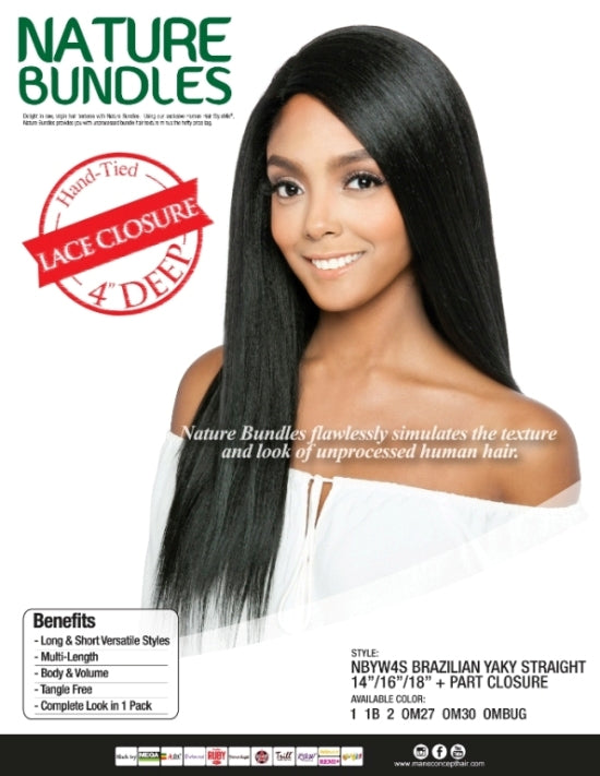NATURE BUNDLES - NBYW4S-BRAZILIAN YAKY 14"/16"/18"+Part Closure
