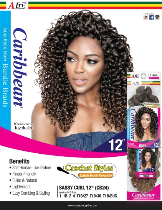 AFRI - CB24 - SASSY CURL 12" CROCHET BRAIDING HAIR