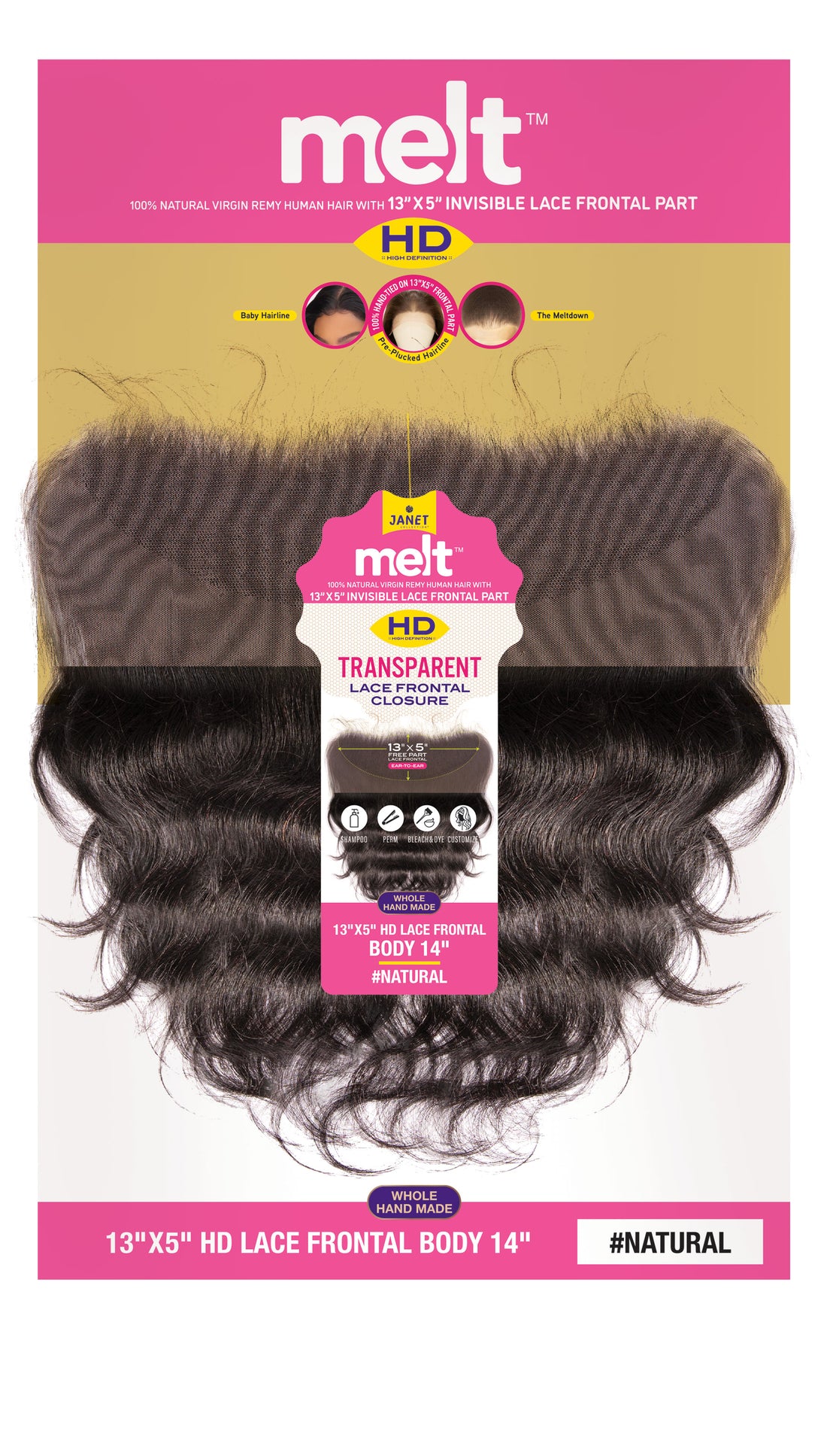 MELT 13"X5" HD LACE FRONTAL CLOSURE - BODY WAVE HAIR