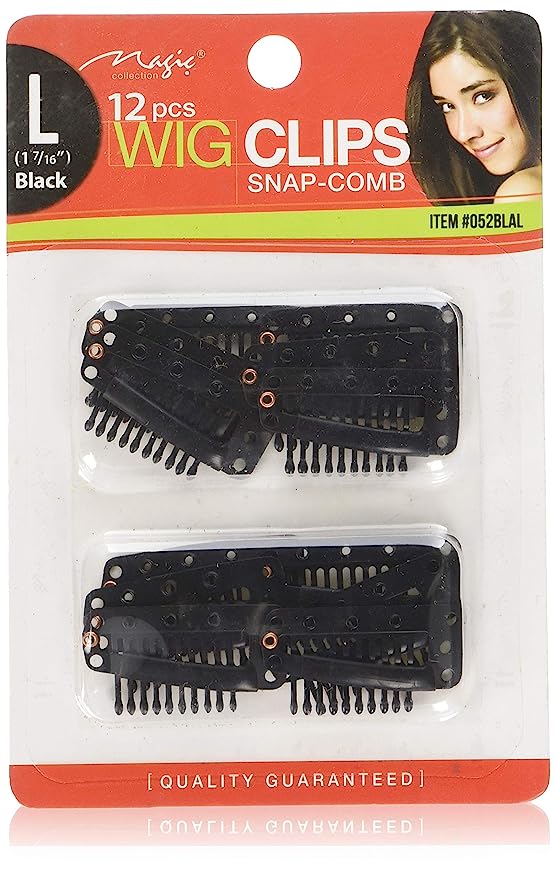 MAGIC COLLECTION 2 PCS LARGE WIG CLIPS SNAP COMB 1 7/16"