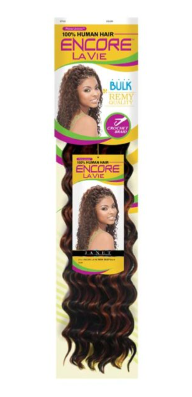 JANET COLLECTION ENCORE LAVIE NEW DEEP BULK 16" CROCHET BRAIDING HAIR