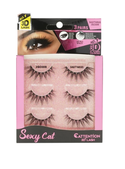 EBIN® SEXY CATTENTION 3D LASHES - 3 PAIRS