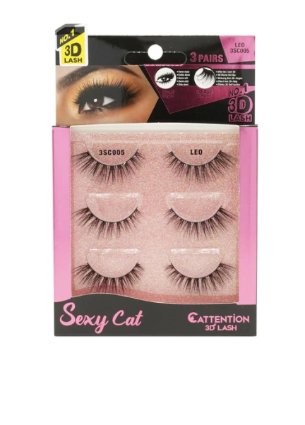 EBIN® SEXY CATTENTION 3D LASHES - 3 PAIRS