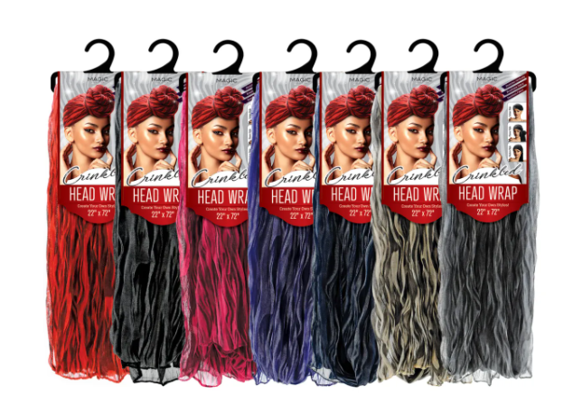 MAGIC COLLECTION CRINKLED HEAD WRAP (22"x72")