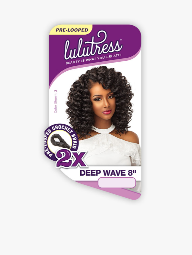 SENSATIONNEL - LULUTRESS - 2X DEEP WAVE 8" CROCHET BRAIDING HAIR