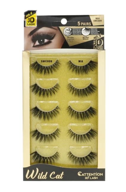 EBIN WILD CATTENTION 3D LASHES - 5 PAIRS