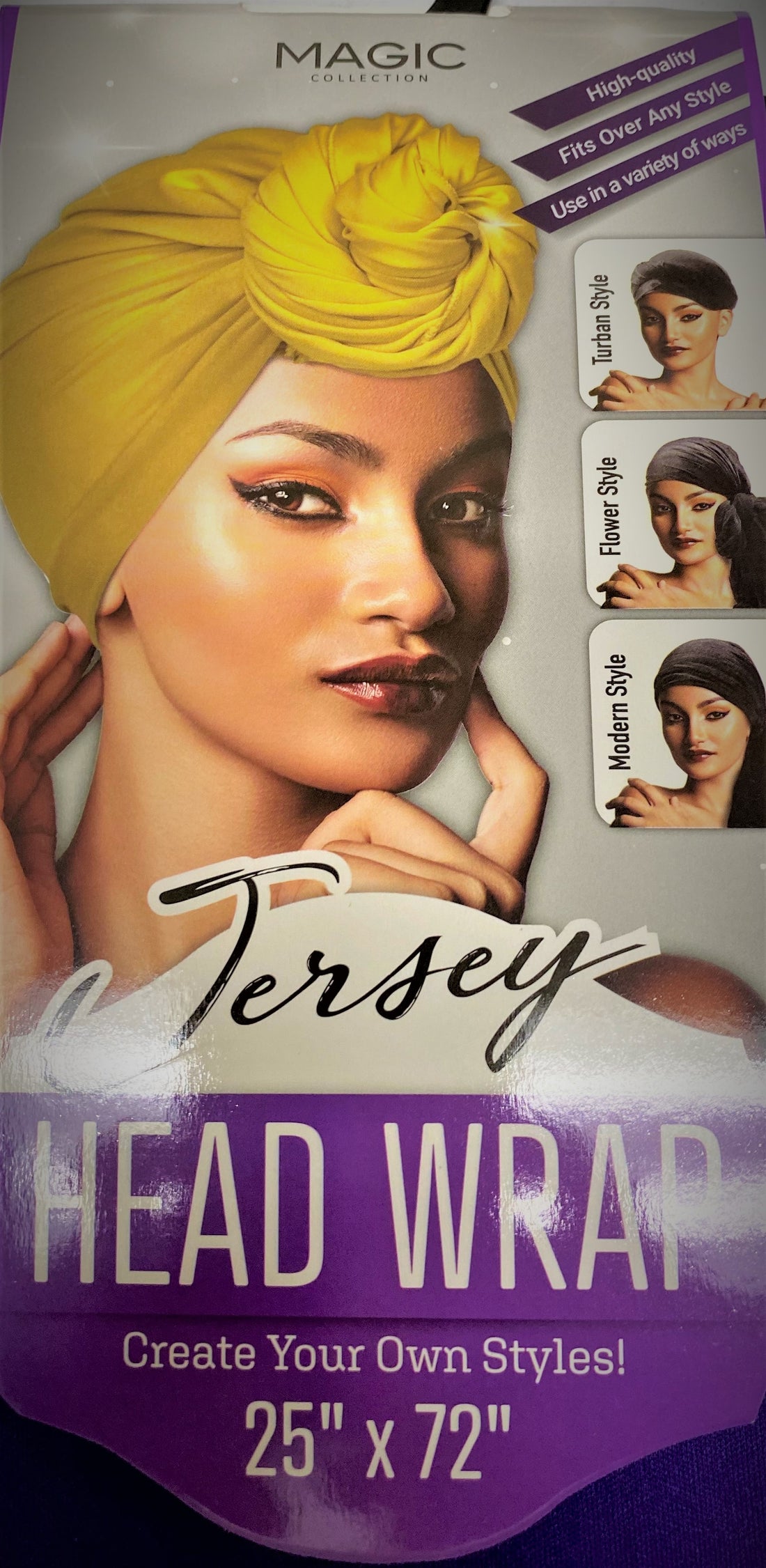 MAGIC COLLECTION STRETCH JERSEY HEAD WRAP (25&quot;x72&quot;)