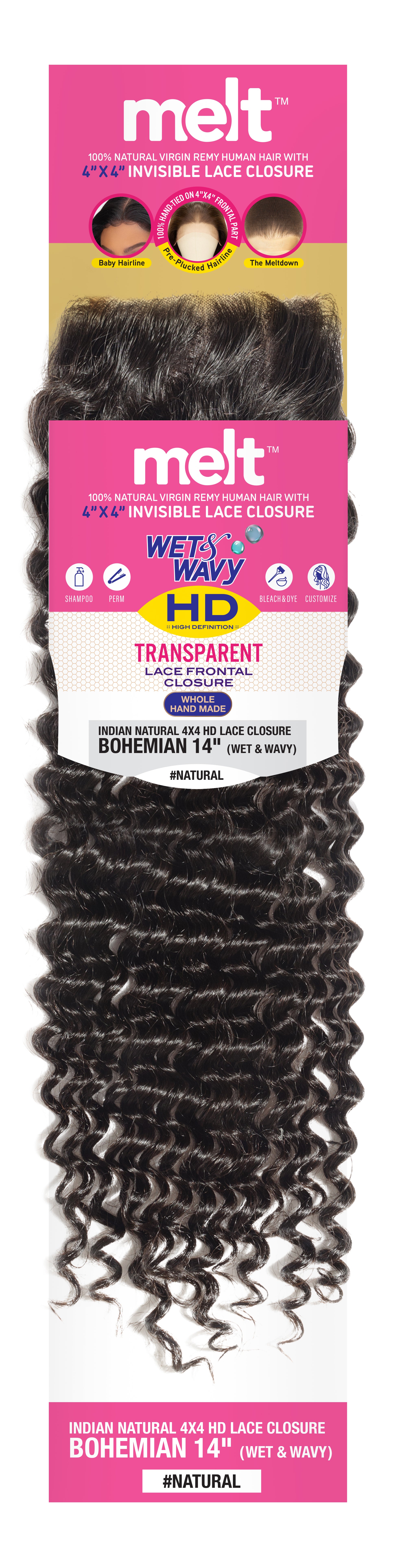 MELT 4X4 HD TRANSPARENT LACE FRONTAL CLOSURE - BOHEMIAN WET & WAVY