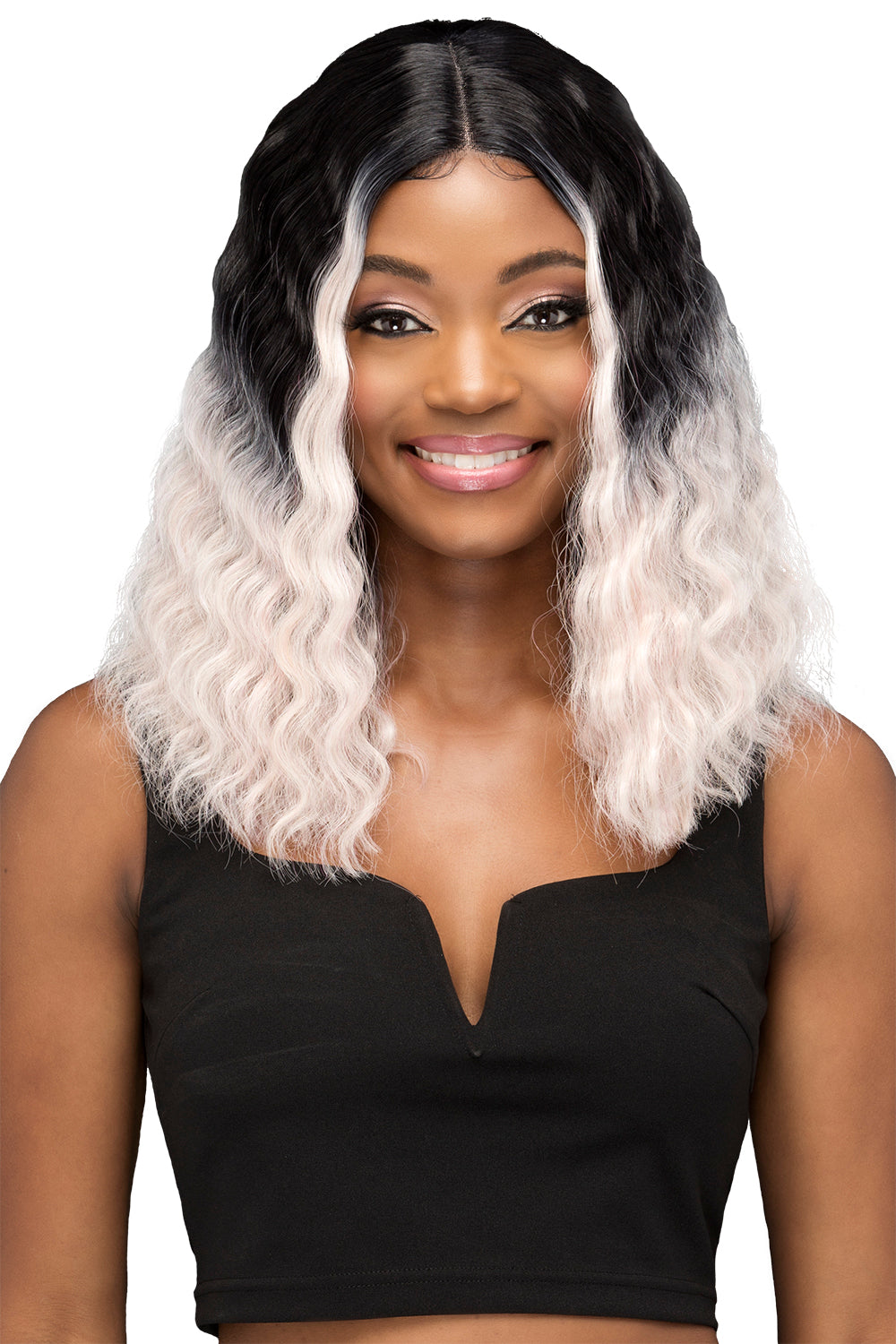 VIVICA FOX 14" LOOSE DEEP CRIMP CURL WITH CENTER PART - LEIA WIG