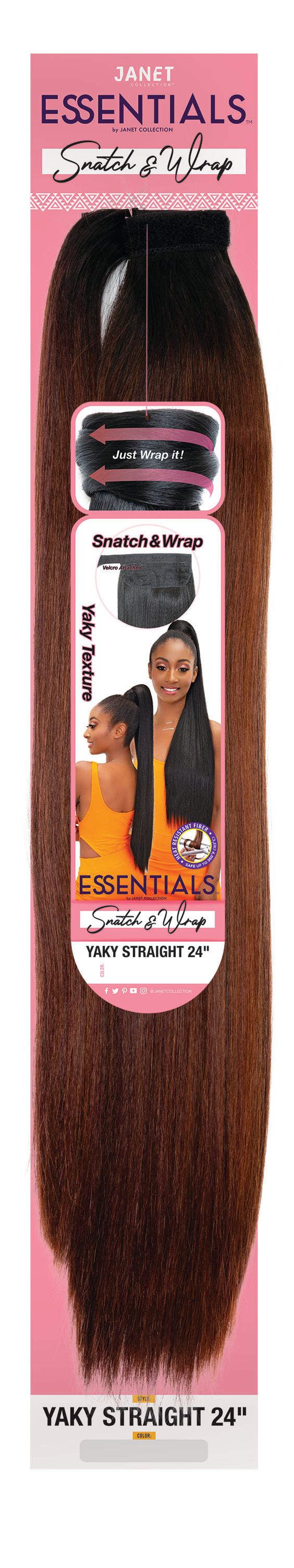 JANET ESSENTIALS - SNATCH WRAP YAKY STRAIGHT PONY TAIL - 24"