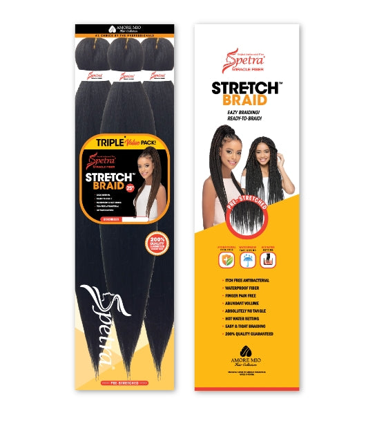 AMORE-MIO SPECTRA STRETCH BRAID 25&quot; - STRCHB325  - 3X VALUE PACK BRAIDING HAIR