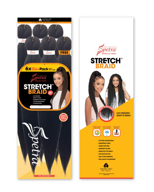 AMORE-MIO SPECTRA STRETCH BRAID 25" - STRCHB325 - 3X VALUE PACK BRAIDING HAIR