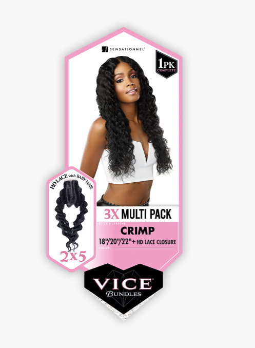 SENSATIONNEL - VICE BUNDLES 3X MULTI CRIMP 18"/20"/22" HAIR BUNDLES
