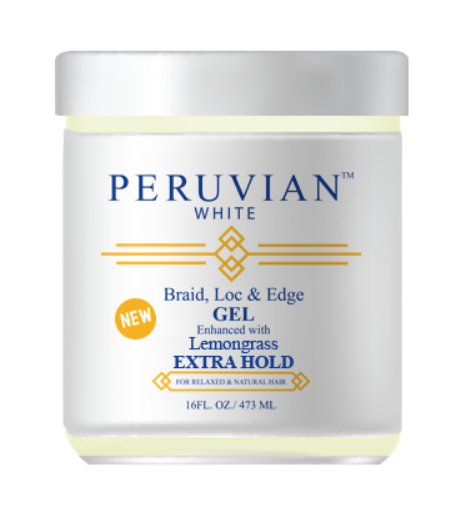 PERUVIAN WHITE BRAIDS, LOC & EDGE HAIR GEL W/ LEMONGRASS 16oz
