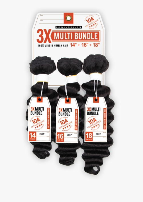 SENSATIONNEL - 10A 3X MULTI BUNDLE (BARE & NATURAL) – DEEP WAVE BUNDLED HAIR