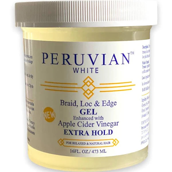 PERUVIAN WHITE BRAIDS, LOC & EDGE GEL W/ APPLE CIDER VINEGAR 16oz