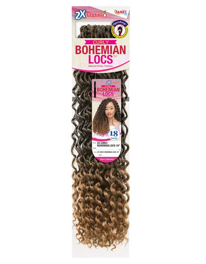 2X MAMBO CURLY BOHEMIAN LOCS 18″ CROCHET BRAIDING HAIR