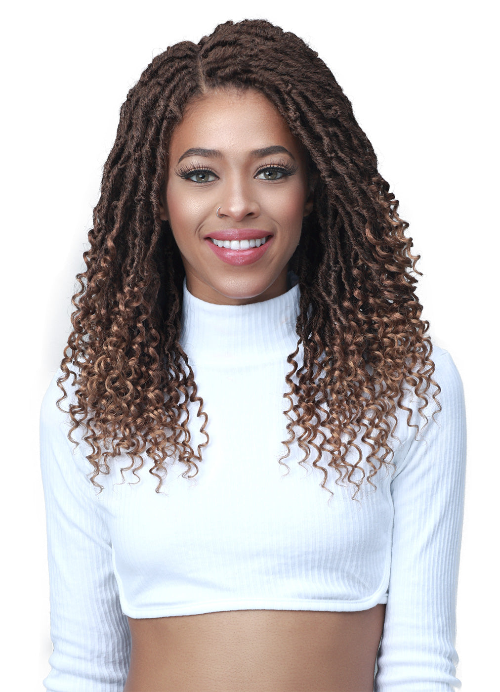 BOBBIBOSS MLF617 MICRO LOCS CURLY TIPS 22&quot; LACE FRONT WIG