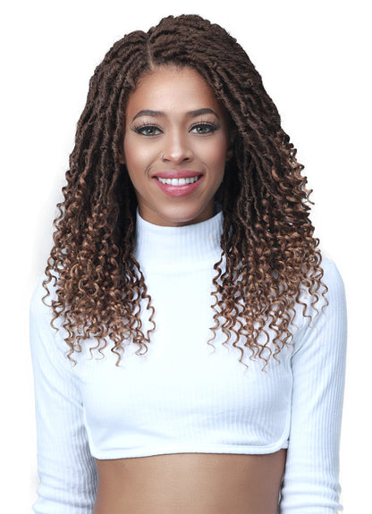 BOBBIBOSS MLF617 MICRO LOCS CURLY TIPS 22&quot; LACE FRONT WIG