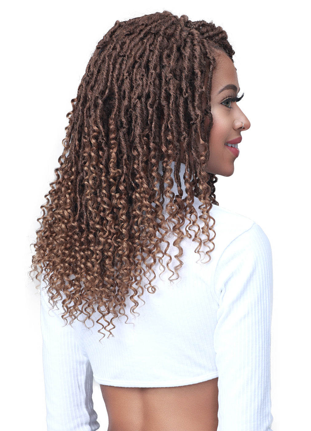 BOBBIBOSS MLF617 MICRO LOCS CURLY TIPS 22&quot; LACE FRONT WIG
