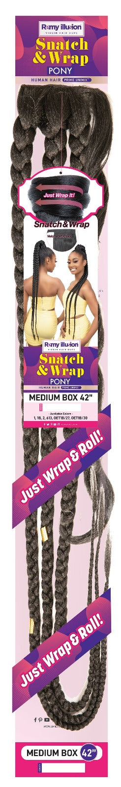 JANET COLLECTION  - REMY ILLUSION SNATCH WRAP LARGE BOX BRAID PONYTAIL 42″