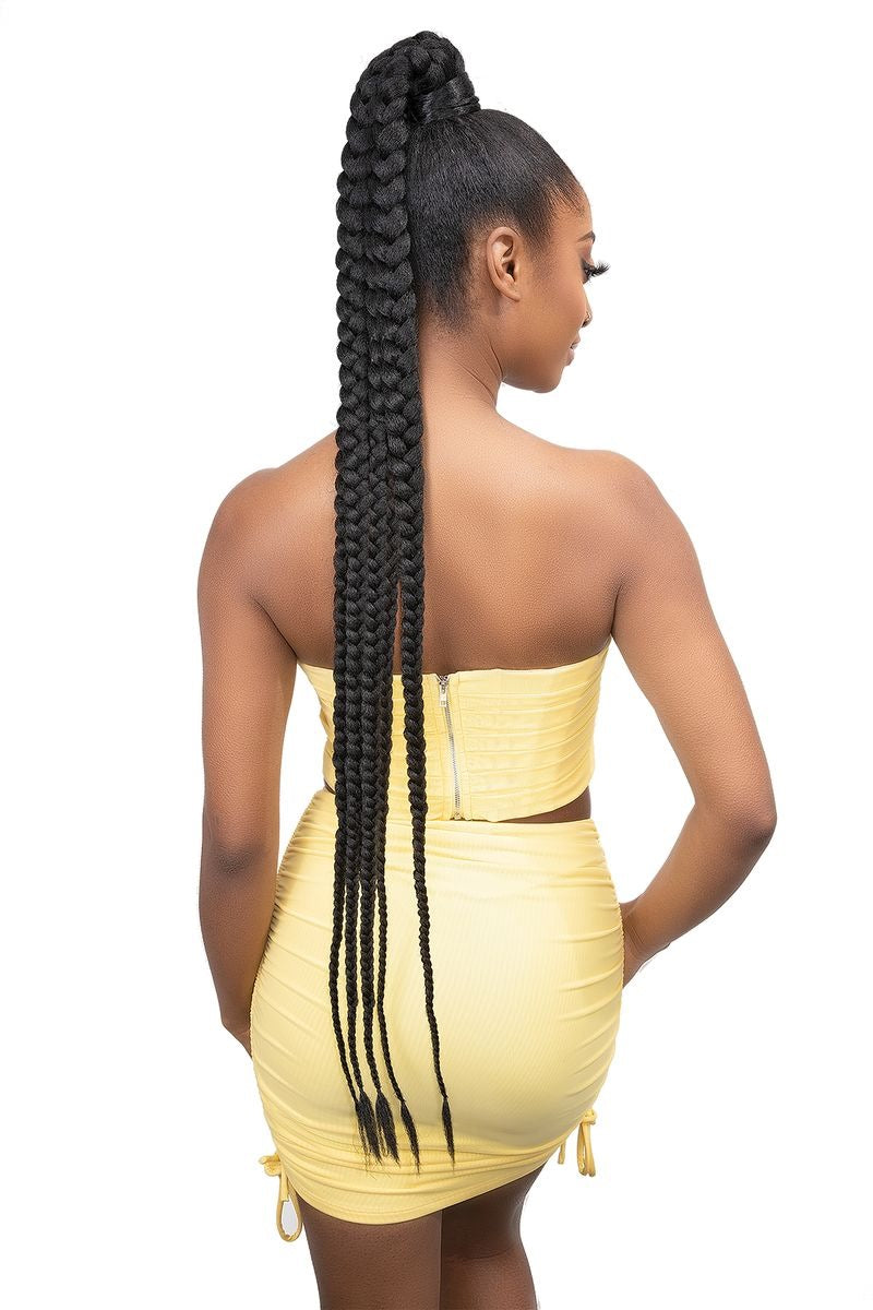 JANET COLLECTION  - REMY ILLUSION SNATCH WRAP LARGE BOX BRAID PONYTAIL 42″