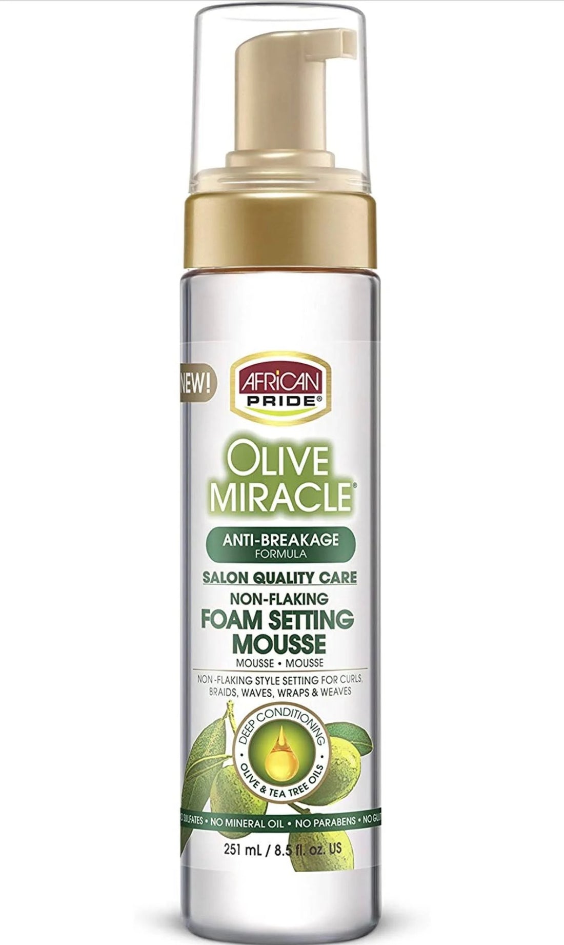 AFRICAN PRIDE OLIVE MIRACLE FOAM SETTING MOUSSE 8.5OZ