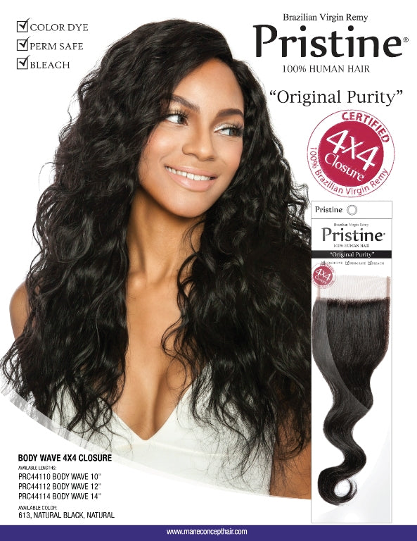 PRISTINE - PSC4x4 BABY HAIR CLOSURE BODY WAVE