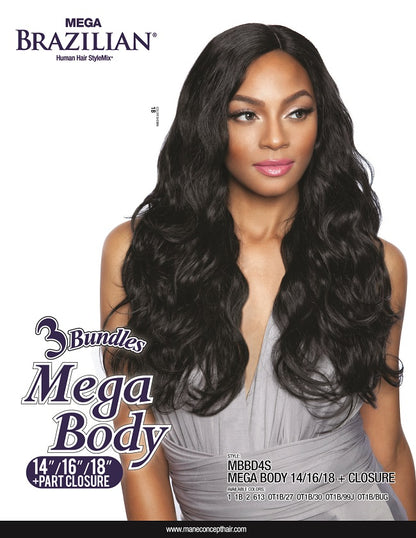 MEGA BRAZILIAN - MBBD4S MEGA BODY 14&quot;/16&quot;/18&quot; + CL