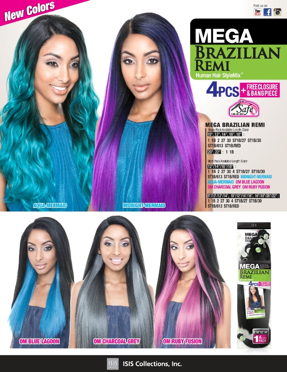 MEGA BRAZILIAN REMI  - 4PCS + FREECLOSURE &amp; BANDPIECE 12&quot;/14&quot;/16&quot;/18&quot;