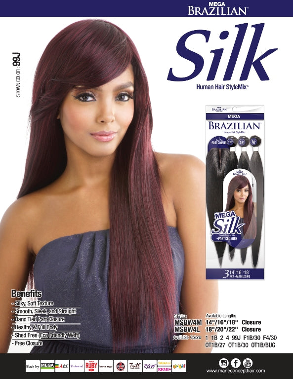 MEGA SILK - MSBW4M – 14”/16”/18” + CLOSURE