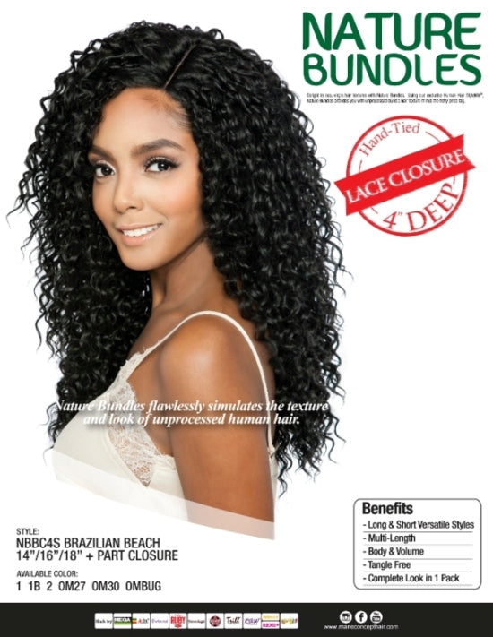 NATURE BUNDLES - NBBCS4S BRAZILIAN BEACH 14&quot;/16&quot;/18&quot;+CLOSURE