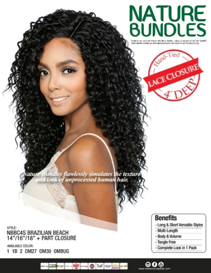NATURE BUNDLES - NBBCS4S BRAZILIAN BEACH 14&quot;/16&quot;/18&quot;+CLOSURE