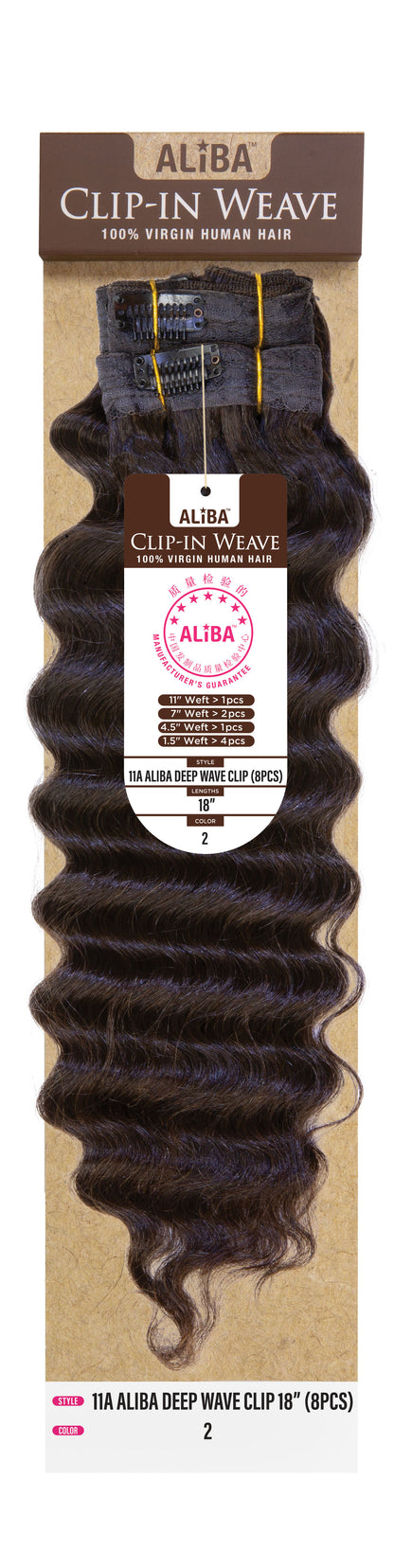 ALIBA - 11A DEEP WAVE 8PCS CLIP-IN WEAVE 14&quot;