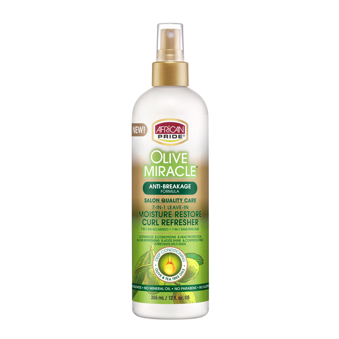 AFRICAN PRIDE OLIVE MIRACLE OIL MOISTURIZER RESTORE CURL REFRESHER 12 Oz