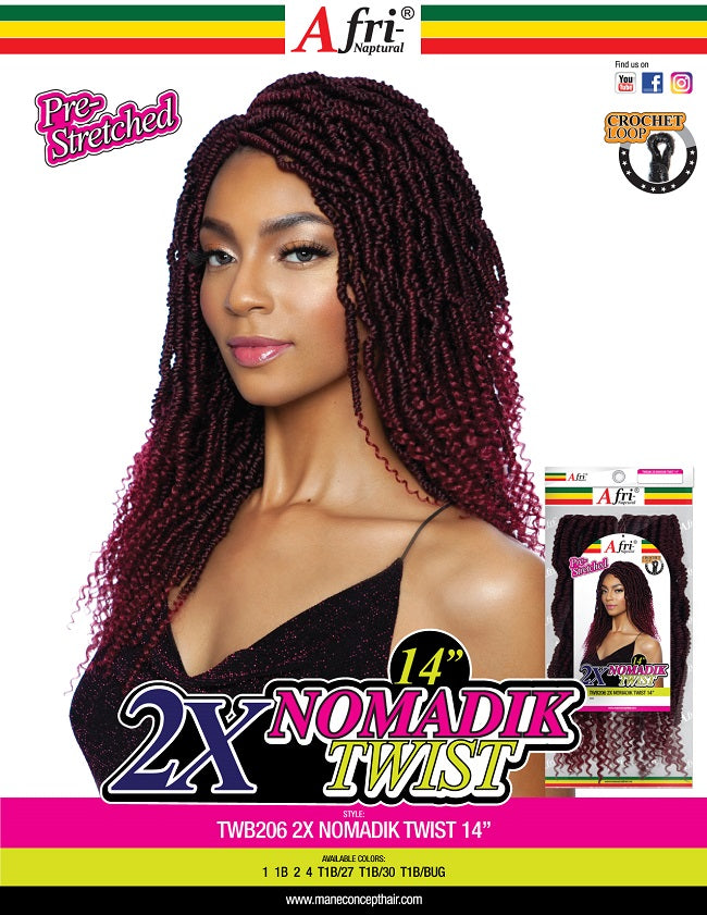 AFRI - TWB206 - 2X NOMADIK TWIST 14&quot; CROCHET BRAIDING HAIR