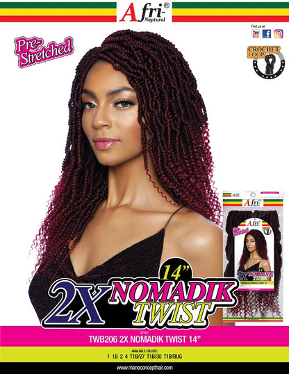 AFRI - TWB206 - 2X NOMADIK TWIST 14&quot; CROCHET BRAIDING HAIR