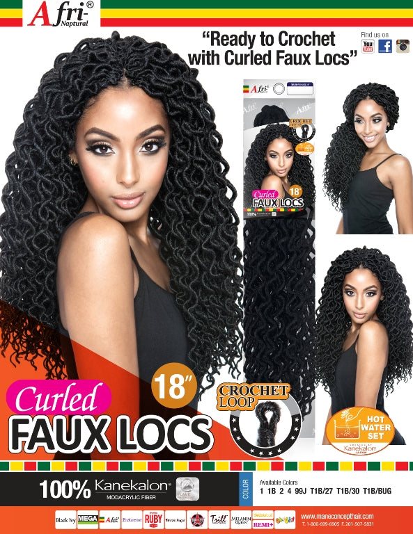 AFRI - CURLED FAUX LOCS 18&quot; CROCHET BRAIDING HAIR