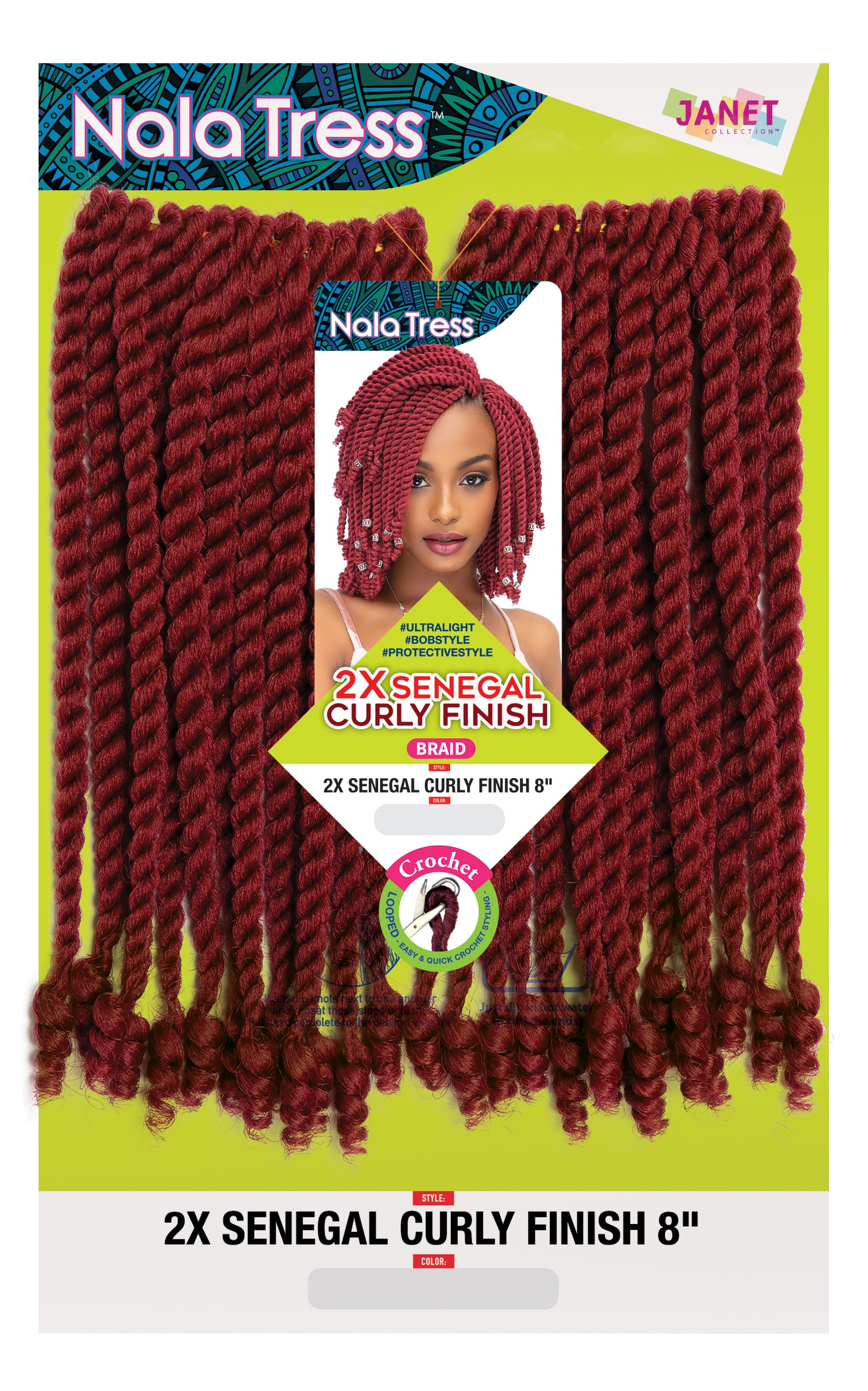 2X SENEGAL CURLY FINISH 8″ CROCHET BRAIDING HAIR