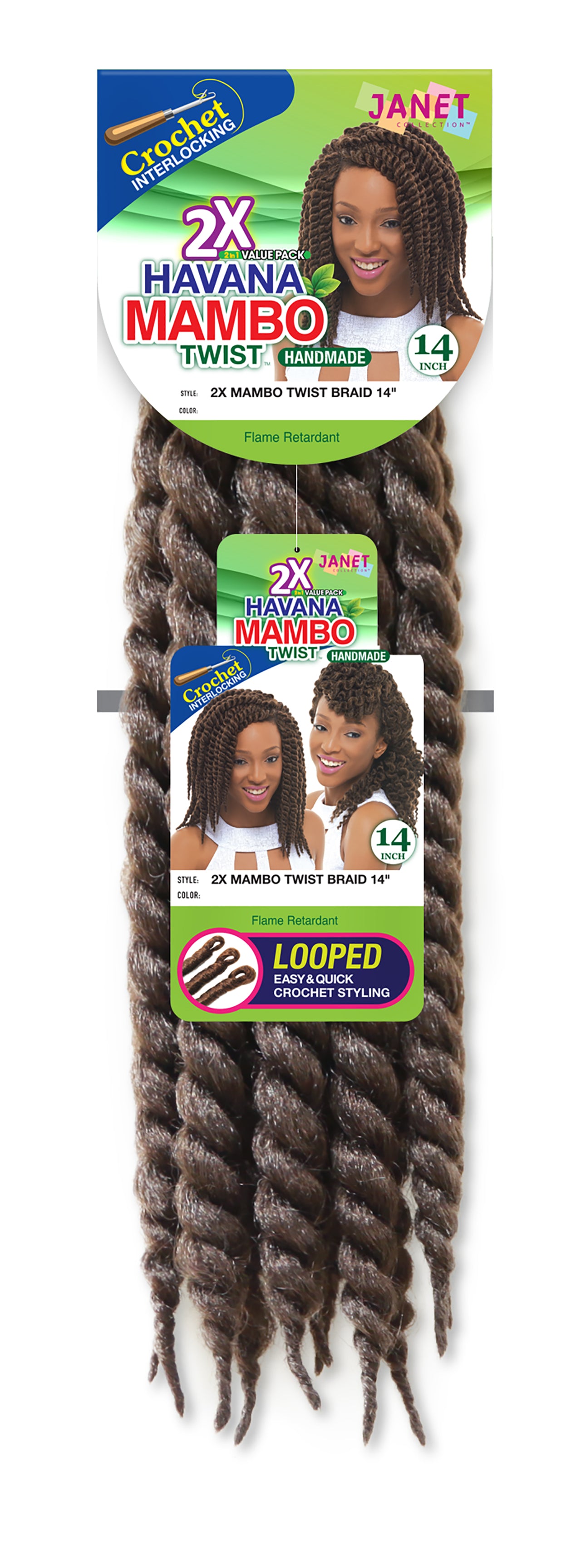 2X MAMBO TWIST BRAID 14&quot;