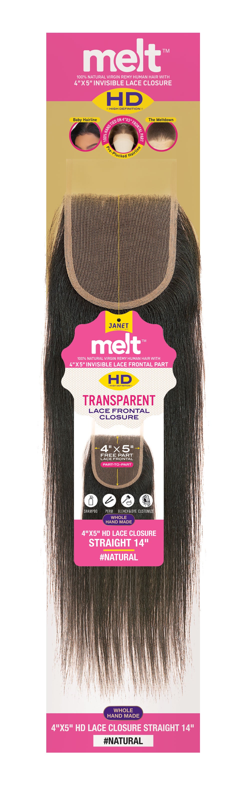 JANET COLLECTION - HD 4"X5" INVISIBLE LACE CLOSURE - STRAIGHT